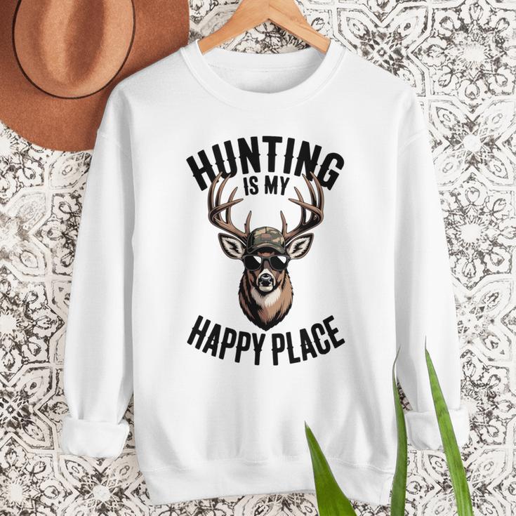 Camo Deer Hunting Is My Happy Place Dad Hunter Men Sweatshirt