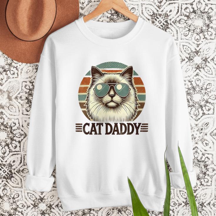 Cat Daddy Cool Ragdoll Cat Father's Day Retro Cat Dad Men Sweatshirt