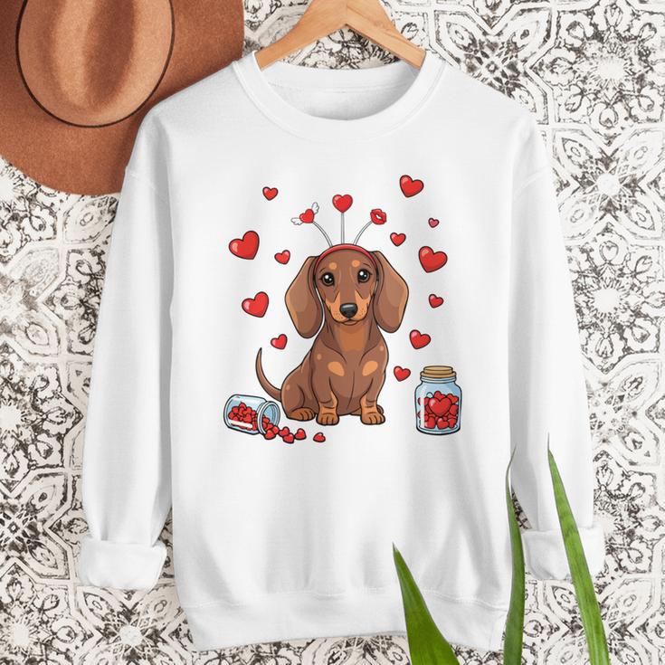 Cute Dachshund Valentine's Day Heart Love Dog Mom Dog Dad Men Sweatshirt