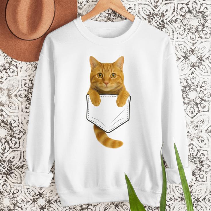 Cute Tabby Cat Pocket Cat Mom Cat Dad Cat Lover Men Sweatshirt