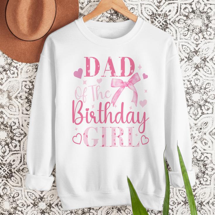 Dad Of The Birthday Girl Bow Cute Pink Matching Family Party Men Sweatshirt