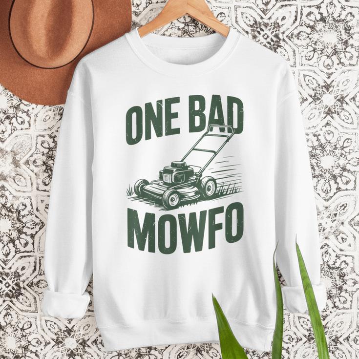 Dad Lawn Mowing One Bad Mowfo Mower Dad Gardening Men Sweatshirt