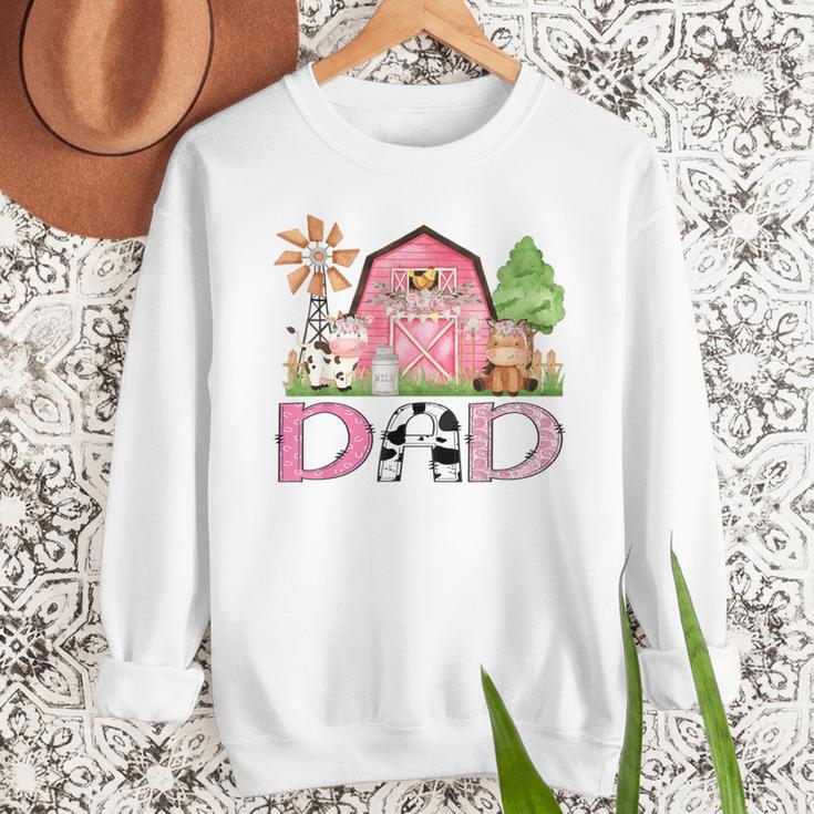 Dad Pink Farm Animal Birthday Kids Matching Family Men Sweatshirt