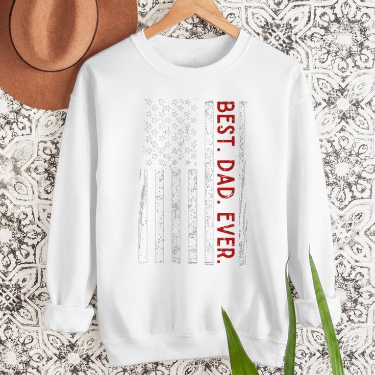 Distressed US American Flag Father Shirt Best Dad Ever Men Sweatshirt