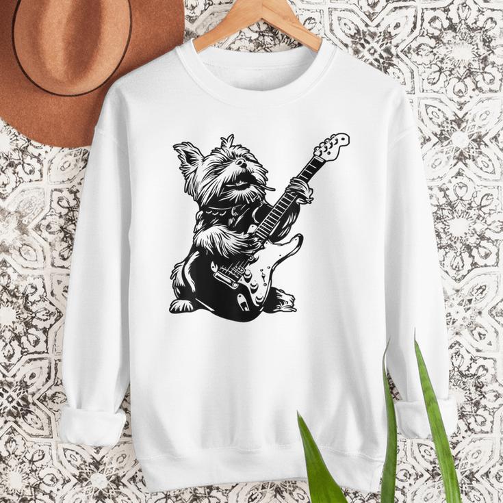 Dog Guitarist Guitar Yorkie Dad Mom For Men Women Men Sweatshirt