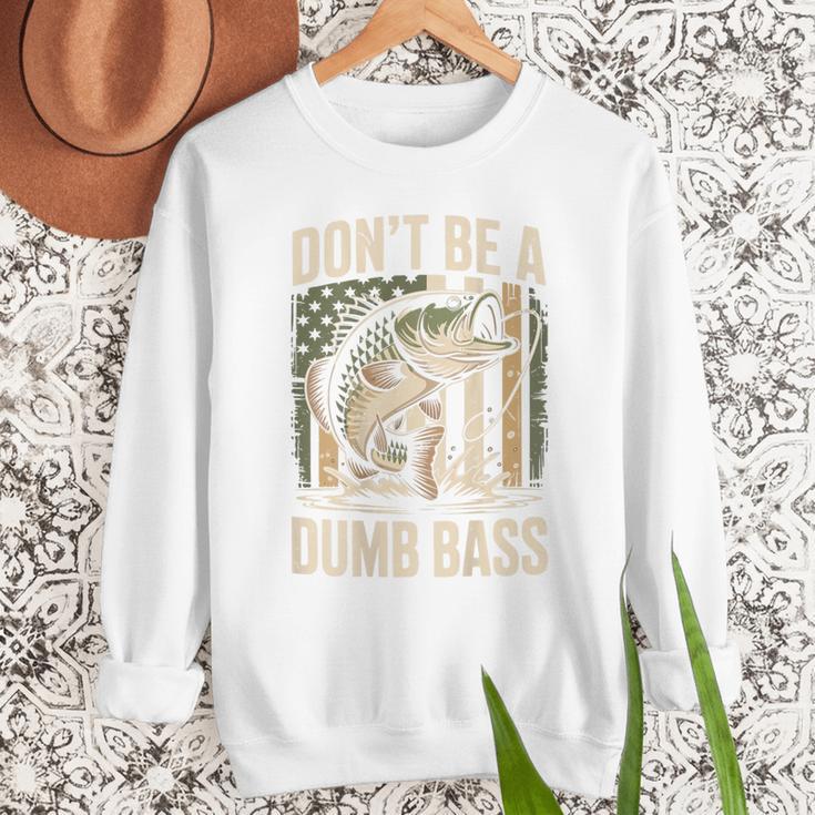 Don't Be A Dumb Bass Fish Camo American Flag Dad Jokes Men Sweatshirt