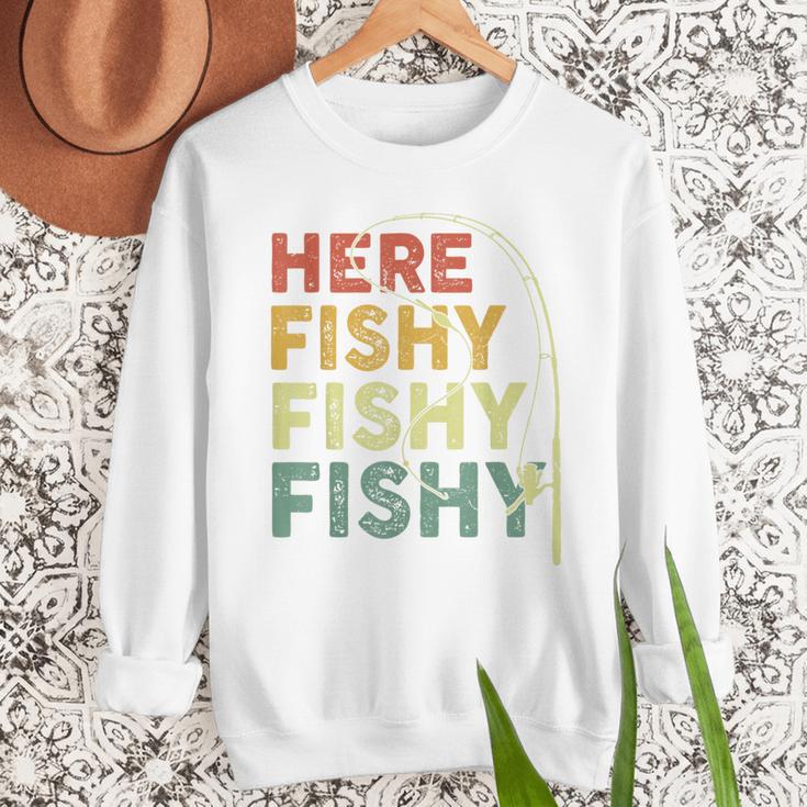 Fishing Here-Fishy Bass Fish Dad Men Sweatshirt Fishing Here-Fishy Bass Fish Dad Men Sweatshirt