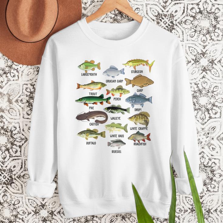 Fishing-Shirt Types Of Freshwater Bass Fish Dad Jokes Men Sweatshirt