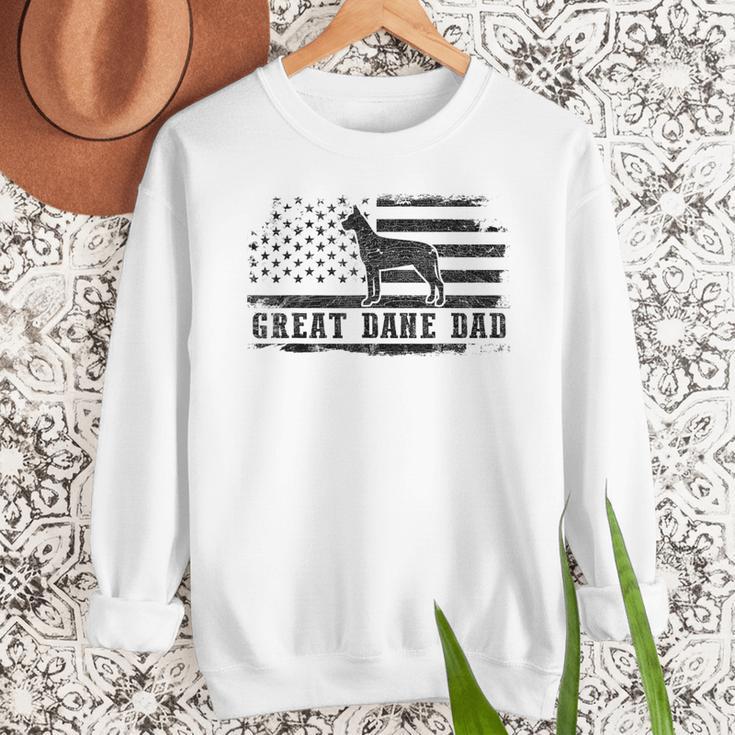 Great Dane Dad Distressed American Flag Patriotic Dog Men Sweatshirt