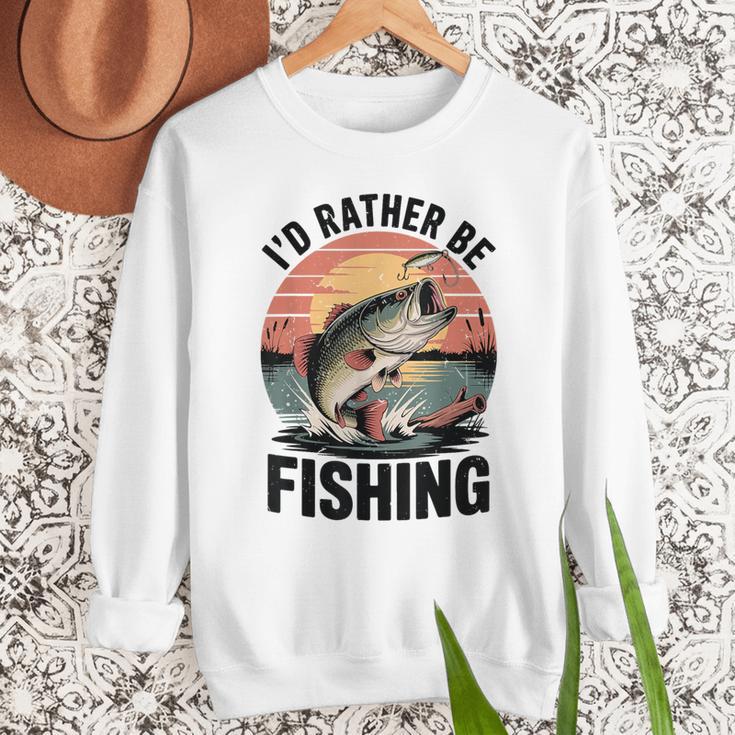 Id Rather Be Fishing Largemouth Bass Fish Dad Jokes Men Sweatshirt