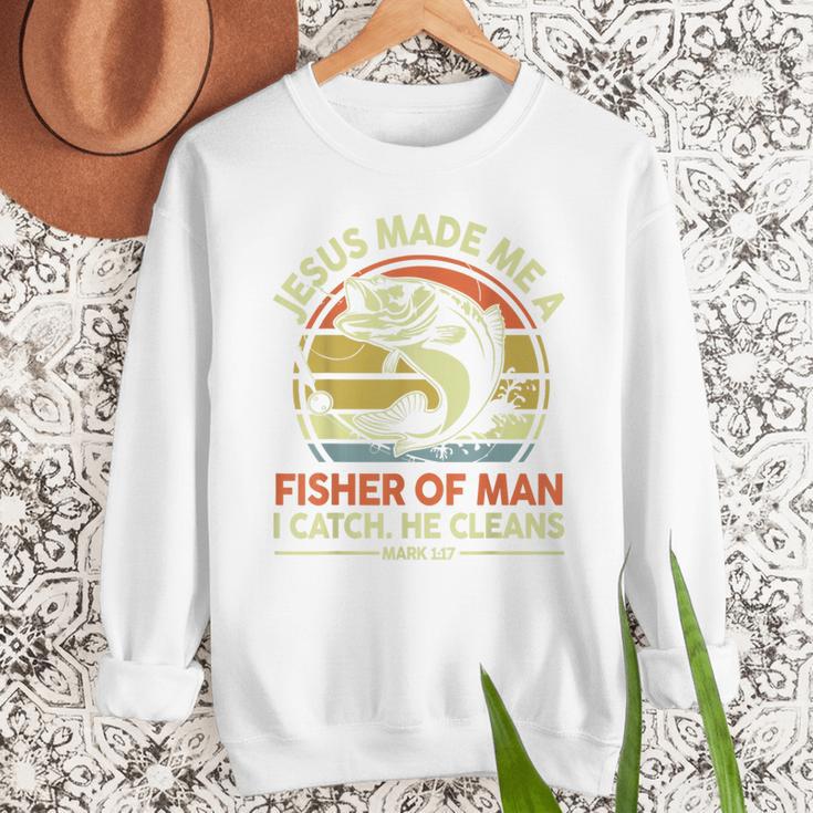 Jesus Made Fisher Man Christian Fishing Bass Fish Dad Men Sweatshirt Jesus Made Fisher Man Christian Fishing Bass Fish Dad Men Sweatshirt