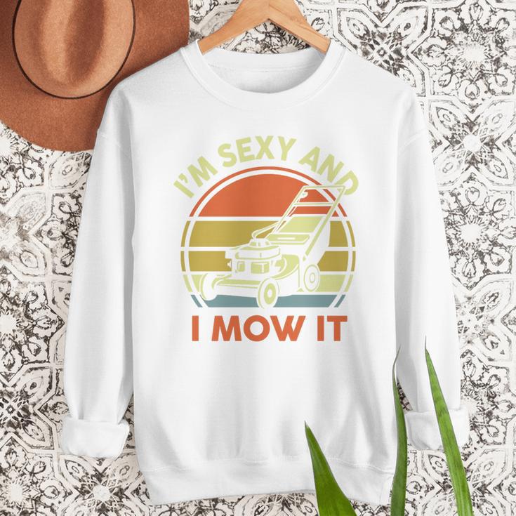 Lawn Mowing Dad Im Sexy And I Mow It Mower Garden Premium Tri-Blend Men Sweatshirt