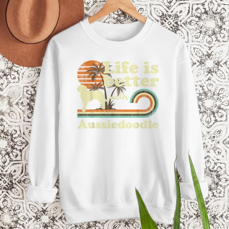 Life Better Aussiedoodle Vintage Dog Mom Dad Men Sweatshirt