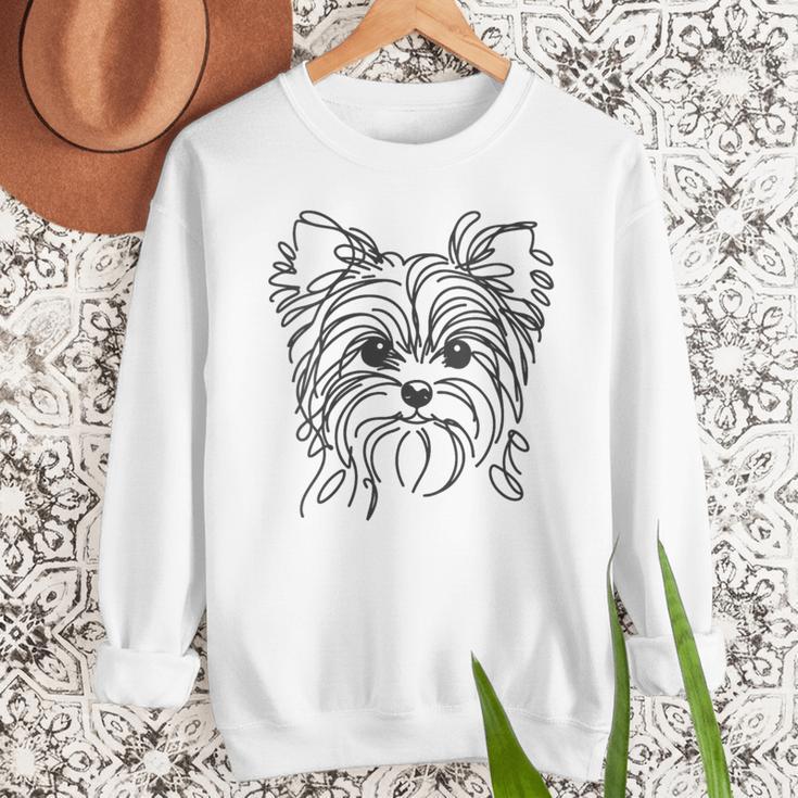 Line Art Dad Mom Dog Teecup Yorkie Men Sweatshirt