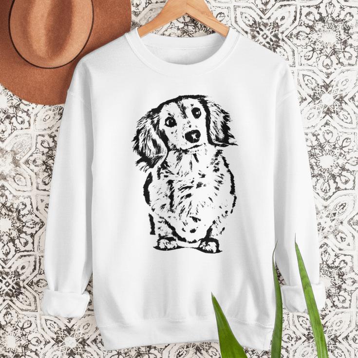 Long Hair Dachshund Lover Doxie Mom Dad Cute Wiener Dog Small Men Sweatshirt