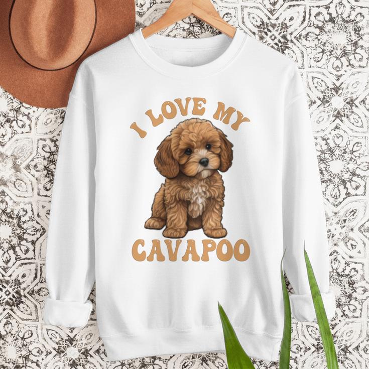 I Love My Cavapoo For Mom Dad Kids Men Sweatshirt