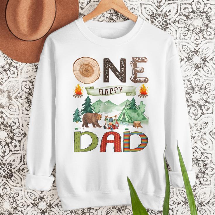 One Happy Dad Camper 1st Birthday Boy Camping Bear Men Sweatshirt