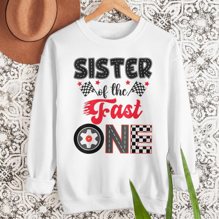 Sister Of The Fast One Car Racing Dad 1St Birthday Boy Men Sweatshirt