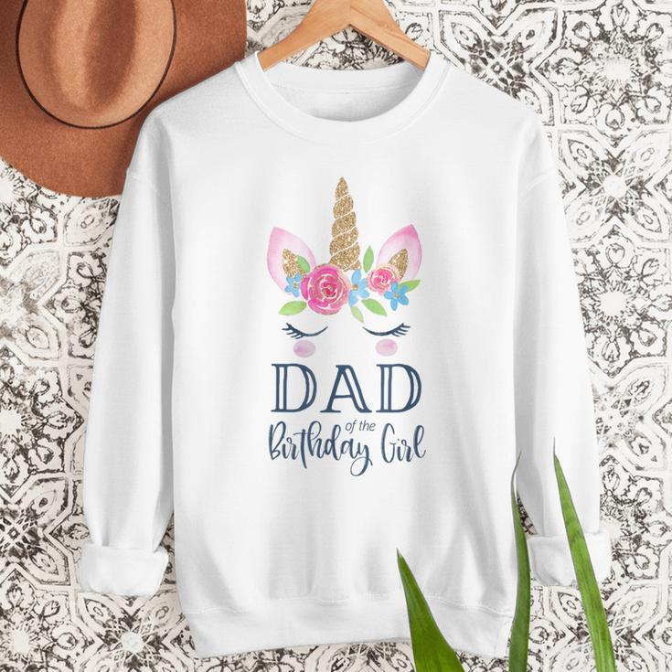 Unicorn Dad Of The Birthday Girl Shirt Matching Party Tee Men Sweatshirt