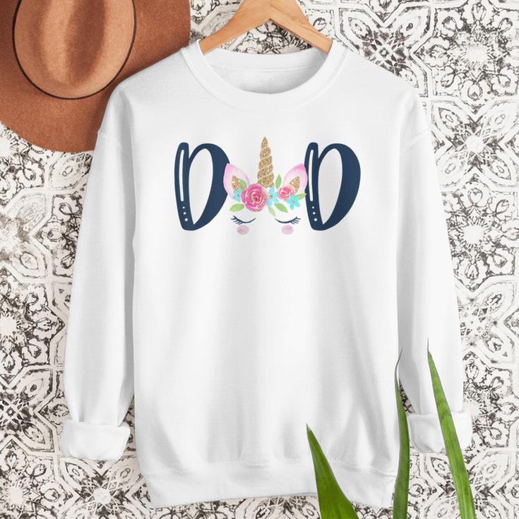 Unicorn Dad Birthday Shirt Matching Family Party Tee T-Shirt Men Sweatshirt