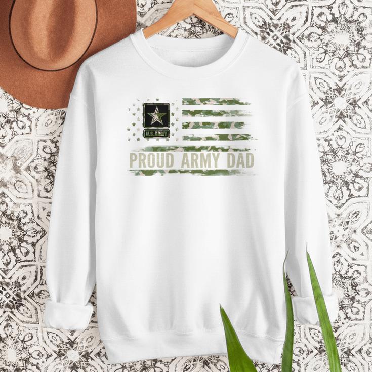 Vintage Proud Army Dad Camo American Flag Veteran Men Sweatshirt
