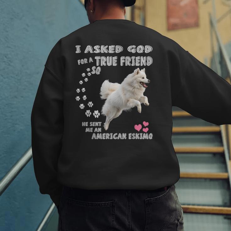 American Eskimo Dog Mom Eskie Dad Art Eskie Lover Quote Men's Sweatshirt Back Print