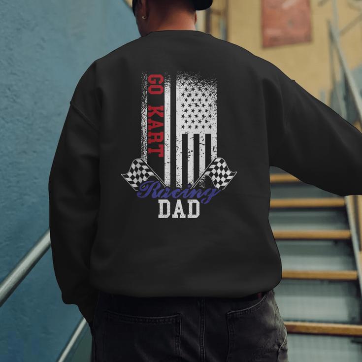 American Flag Go Kart Racing Race Dad Flag Men's Sweatshirt Back Print