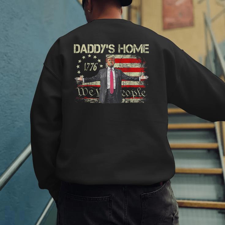 American Flag Trump 2024 Daddy's Home We The People Men's Sweatshirt Back Print