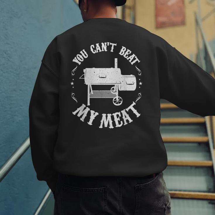 BBQ Pit Reverse Flow Smoker Accessory Dad Grill Men's Sweatshirt Back Print