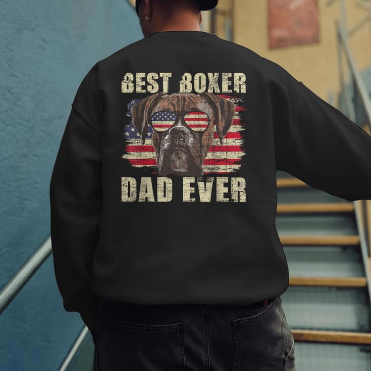 Best Boxer Dad Ever USA Flag American Dog Animal Lover Men's Sweatshirt Back Print