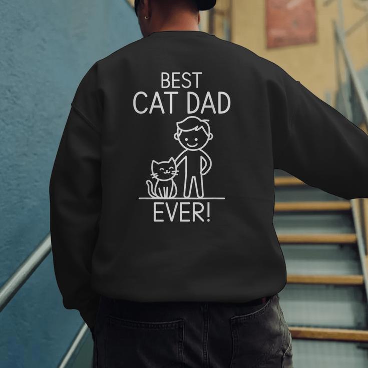 Best Cat Dad Ever Fun Line Art Illustration Men's Sweatshirt Back Print Best Cat Dad Ever Fun Line Art Illustration Men's Sweatshirt Back Print