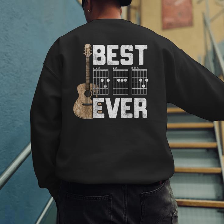 Best Dad Ever Guitarist Father D-A-D Chord Guitar Men's Sweatshirt Back Print