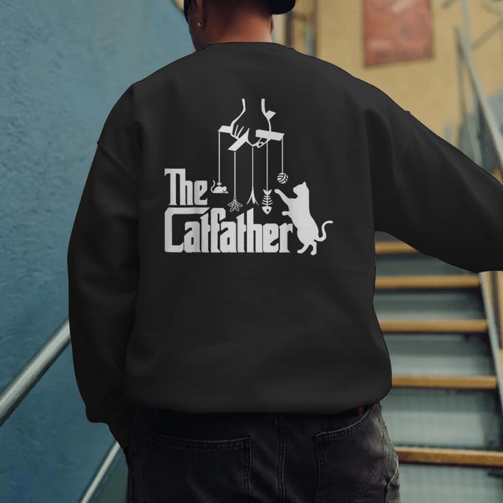 Cat Dad Life The Catfather Fathers Day Vintage Men's Sweatshirt Back Print