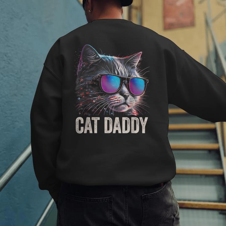 Cat Daddy Shirt Cat Sunglasses Cool Cat Dad Men Father Men's Sweatshirt Back Print