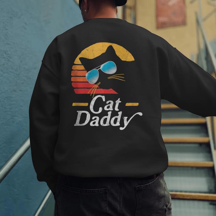 Cat Daddy Vintage 80s Style Cat Retro Sunglasses Distressed Men's Sweatshirt Back Print Cat Daddy Vintage 80s Style Cat Retro Sunglasses Distressed Men's Sweatshirt Back Print