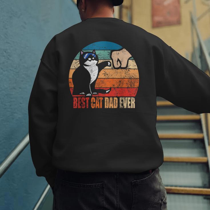 Cat Loving Daddy Fathers Day Mens None Best Cat Dad Ever Paw Fist Bump Fathers Day TeeShirt Small US Men's Sweatshirt Back Print