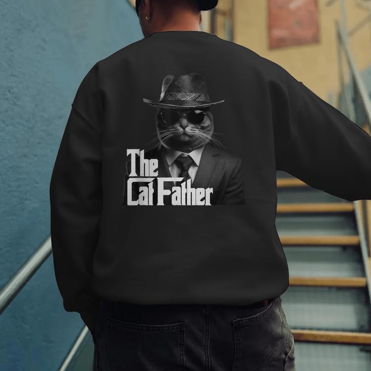 The Catfather Fathersday Best Birthday Cat Dad Men's Sweatshirt Back Print