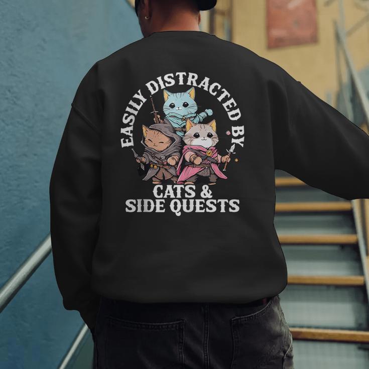 Cats Side Quest Distracted Tabletop Men Women Kids Dad Men's Sweatshirt Back Print