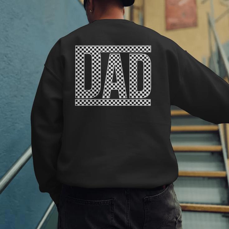 Checkered Racing Birthday Party Matching Family Race Car Dad Men's Sweatshirt Back Print Checkered Racing Birthday Party Matching Family Race Car Dad Men's Sweatshirt Back Print