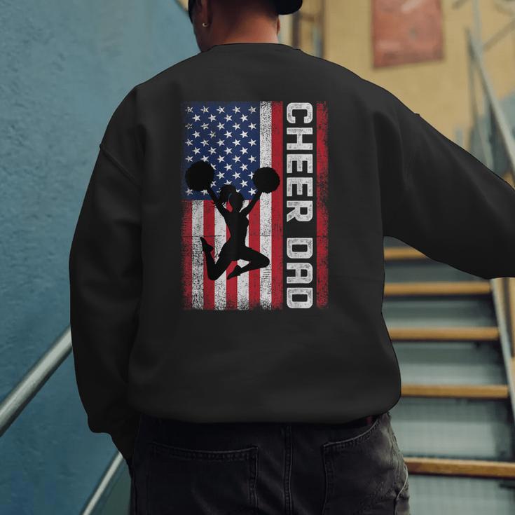 Cheer Dad American Flag Cheerleader Support Men's Sweatshirt Back Print