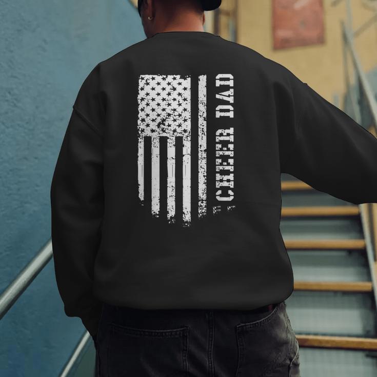 Cheer Dad Cheerleading American Flag Fathers Day Cheerleader Men's Sweatshirt Back Print