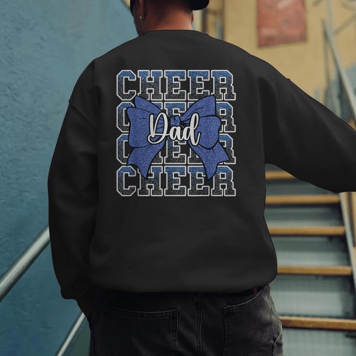 Cheer Dad Daddy Bow Sport Cheerleader Cheerleading Blue Men's Sweatshirt Back Print