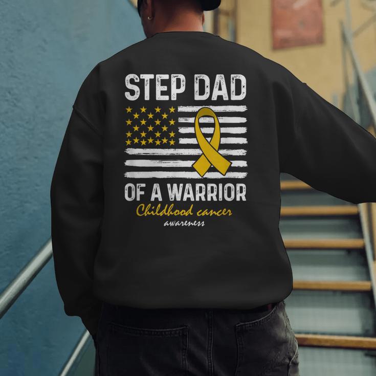 Childhood Cancer Survivor Support Step Dad Of A Warrior Men's Sweatshirt Back Print