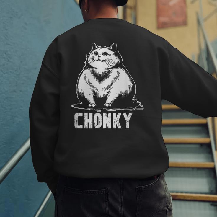 Chonk Fat And Hairy Cat Cats Kittens Dad Graphic Mom Funny Men's Sweatshirt Back Print Chonk Fat And Hairy Cat Cats Kittens Dad Graphic Mom Funny Men's Sweatshirt Back Print