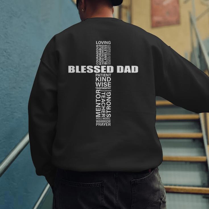 Christian Blessed Dad Cross Father's Day Best Dad Men's Sweatshirt Back Print