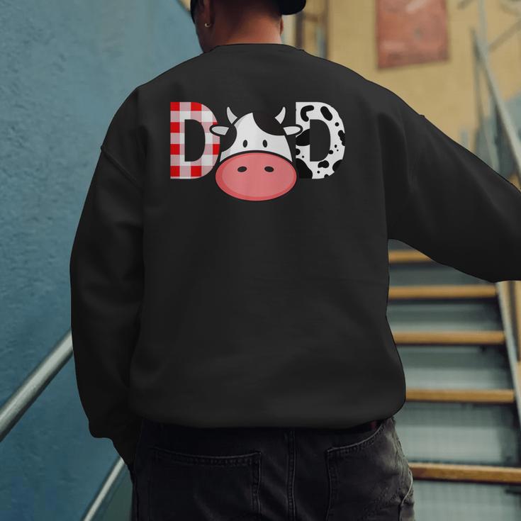 Cow Mom Or Dad Birthday Farm Birthday Party Men's Sweatshirt Back Print