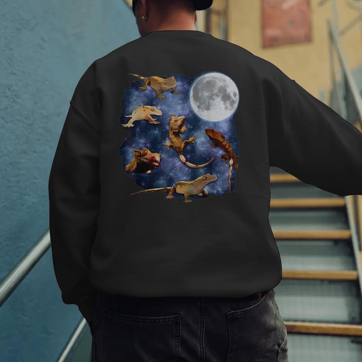 Crested Gecko Moon Retro Reptile Mom Dad Breeder Lover Men's Sweatshirt Back Print