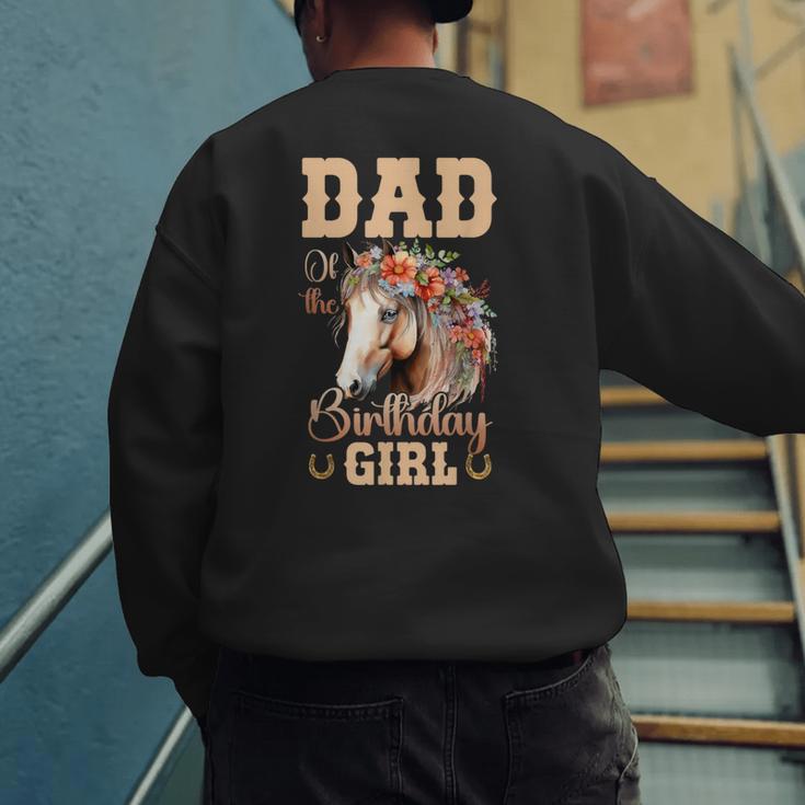 Cute Dad Of The Birthday Girl Horse Family Party Men's Sweatshirt Back Print