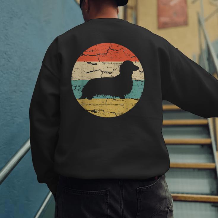Dachshund Long Haired Dog Vintage Mom Dad Retro Men's Sweatshirt Back Print