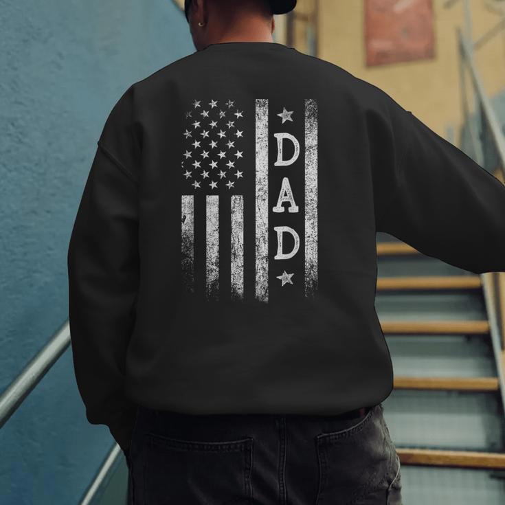 Dad American Flag Dad Patriotic Father's Day Men's Sweatshirt Back Print Dad American Flag Dad Patriotic Father's Day Men's Sweatshirt Back Print